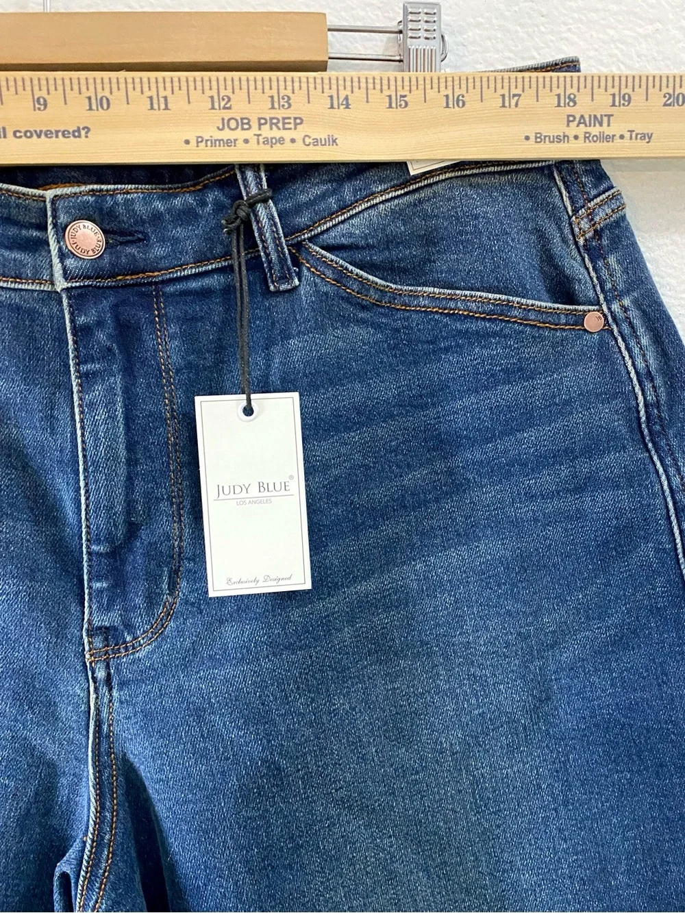 New Judy Blue High Waist Bermuda Long Jean Shorts Jorts 1X Dark Stretch JB152111